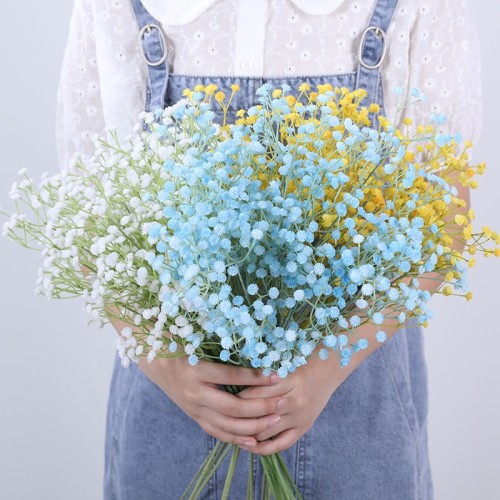 2021Simulated single plastic 4-fork Gypsophila fairy grass creative decoration wedding hall flower DIY packaging flower