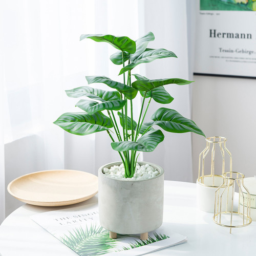 2021BanJiao bundle potted Nordic style home decoration 12 simulated Green Peacock leaves