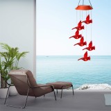 Solar Wind Chimes Light Outdoor Wind Chime Solar Powered LED Red Cardinal Bird Wind Chime Light Garden Patio Decorations