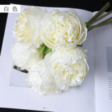 Spot hand tied bouquet simulation 5 peonies North American European pastoral home decoration silk flowers