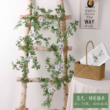 Simulation daisy flower rattan sunflower rattan air conditioning pipe winding background wall window decoration wedding flower