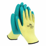Yellow Yarn Green Rubber Wrinkle Gloves Construction Site Anti-Cut Latex Gloves Wear-Resistant Non-Slip Tools