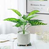 2021Simulated green plant bundle potted Nordic style home decoration 9 horseshoe leaves