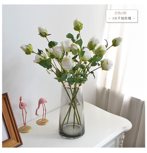 2021Simulation dry rose dry flower withered char edge silk flower wedding decoration