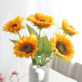 2021Simulated sunflower flocking pole silk flower landing wedding decoration home bottle flower