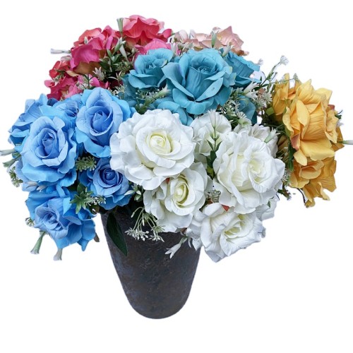 7 Fengyan rose flowers simulated green plants potted wedding hall decorative flowers indoor table decorations