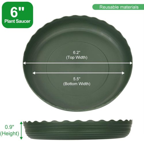 Round Plant Saucer 6 inch Drip Trays Dark Green Plastic Tray Saucers Indoor Outdoor Flower Pot