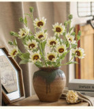 2021Simulated silk flower home decoration ornaments 5 flocked sunflowers