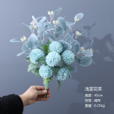 Multicolor optional simulation bouquet of chrysanthemum ball holding wedding eucalyptus leaf bouquet