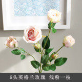 6 English Rose imitation flowers are decorated with European silk and starched cloth