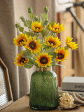 2021Simulated silk flower home decoration ornaments 5 flocked sunflowers