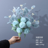 Multicolor optional simulation bouquet of chrysanthemum ball holding wedding eucalyptus leaf bouquet