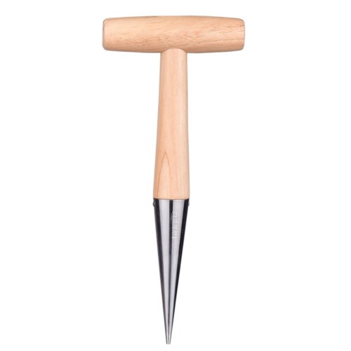 Hot selling Durable Portable Dibber With Stainless Steel Head And Wooden Garden Seeder Hole Puncher With Wooden Handle