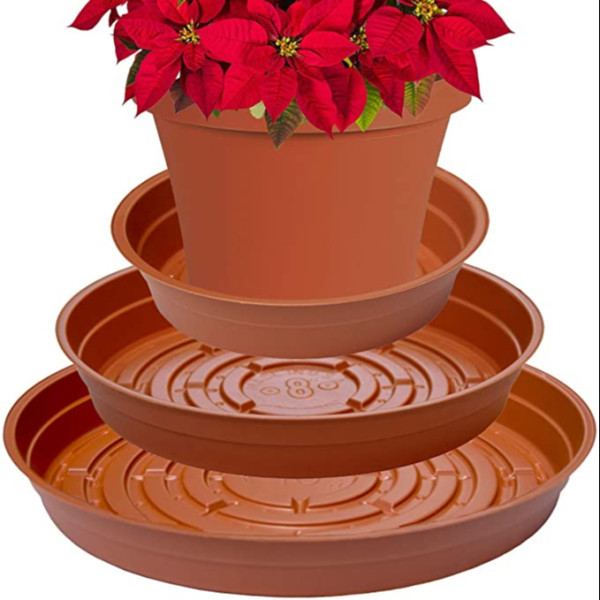 Plastics Plant Tray Drip Pan Saucers Black Round - 2 Packs Each of 6 8 10 (6-Pack) - Thin Plastic for Indoor or Garden