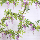2021Simulation Wisteria decoration winding hanging flower plastic flower vine air conditioning pipe shielding