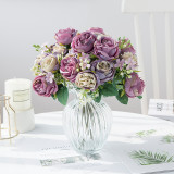 Simulated bouquet of artificial flowers cross border plant silk flower decoration window flower arrangement 5 autumn peonies