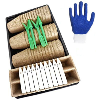 Garden Sets Biodegradable Garden Peat Pot Paper Pulp Planter Kit DIY Garden Gloves T-markers,Seed Tools Gift Set