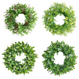 Cross border supply simulation Wreath Christmas grass ring plastic door decoration wall hanging wedding decoration wreath