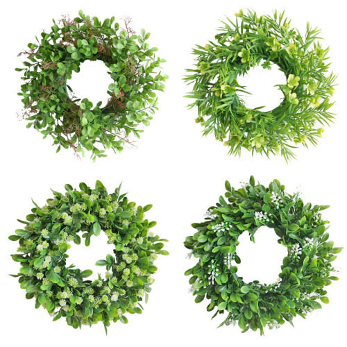Cross border supply simulation Wreath Christmas grass ring plastic door decoration wall hanging wedding decoration wreath