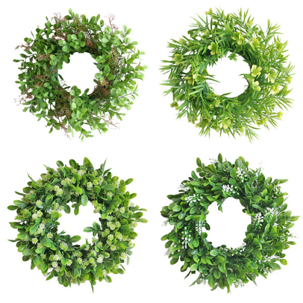 Cross border supply simulation Wreath Christmas grass ring plastic door decoration wall hanging wedding decoration wreath