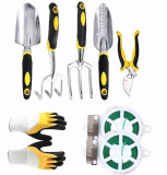 Garden Supplies Aluminum Alloy Set 9 Piece Garden Tool Set Silicone Two-Color Handle Shovel