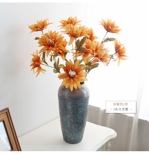 Simulated silk flower home furnishings wedding decoration flower arrangement network new 3 big clawed chrysanthemums