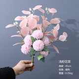 Multicolor optional simulation bouquet of chrysanthemum ball holding wedding eucalyptus leaf bouquet