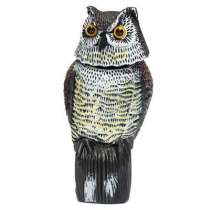 Large Rotating Hunting Decoy Scarecrow Garden Deterrent Bird Repellent Device Sound Owl Scarecrow