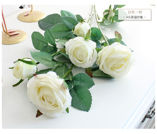2021 manufacturers wholesale simulation feel silk flower ornaments wedding decoration 6 head moisture rose