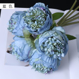 Spot hand tied bouquet simulation 5 peonies North American European pastoral home decoration silk flowers