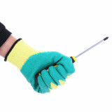 Yellow Yarn Green Rubber Wrinkle Gloves Construction Site Anti-Cut Latex Gloves Wear-Resistant Non-Slip Tools