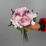 2021Bride holding silk flower  flower home decoration rose hydrangea bouquete