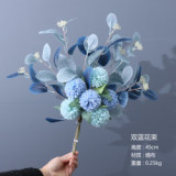 Multicolor optional simulation bouquet of chrysanthemum ball holding wedding eucalyptus leaf bouquet