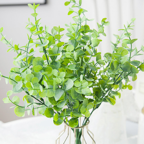 Simulated water grass artificial plastic flowers and green plants outdoor window decoration 7 heads 35 mesh Eucalyptus