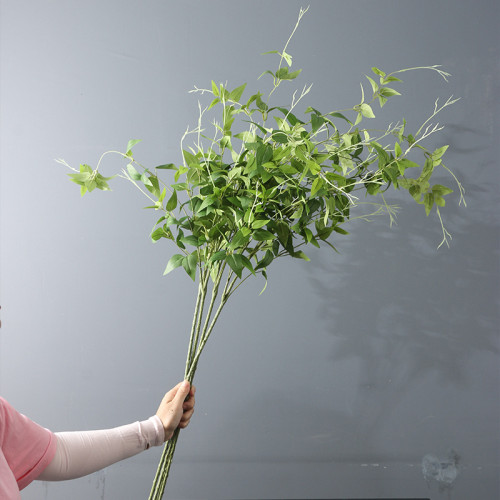2021Indoor plant vase arrangement decoration green plant simulation single branch 11 head gold leaf