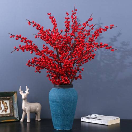 Christmas Red Winterberry Stem Small Foam Red Lucky Fruits Artificial Realistic Plant Festival Ornament