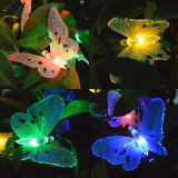 12 Led Solar Powered Butterfly Fiber Optic Fairy String Lights Waterproof Christmas Outdoor Garden Holiday Decoration Lights