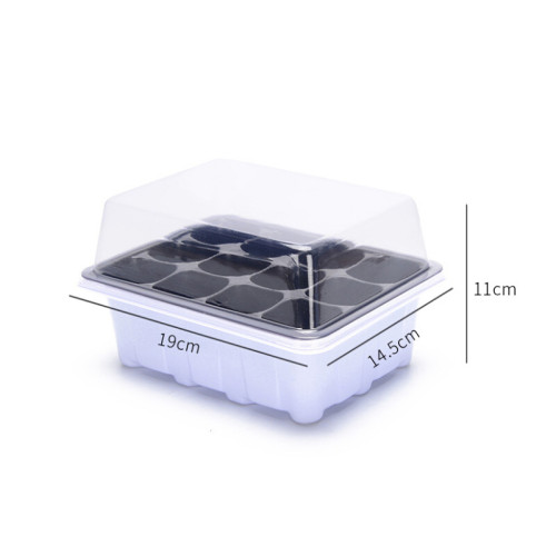 12 Cells Plastic Nursery Pots Planting Seed Tray Kit Plant Germination Box with Dome and Base Garden Grow Box Gardening Supplies