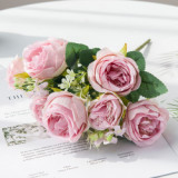Simulated bouquet of artificial flowers cross border plant silk flower decoration window flower arrangement 5 autumn peonies