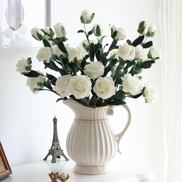 5 colors Optional PE foam flower garden simulation flowers 5 flowers wholesale roses