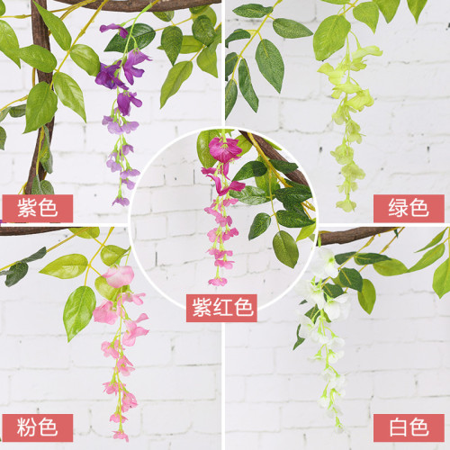 2021Simulation Wisteria decoration winding hanging flower plastic flower vine air conditioning pipe shielding