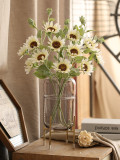 2021Simulated silk flower home decoration ornaments 5 flocked sunflowers