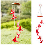 Solar Wind Chimes Light Outdoor Wind Chime Solar Powered LED Red Cardinal Bird Wind Chime Light Garden Patio Decorations