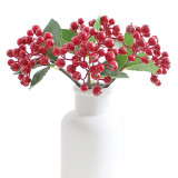 Artificial Flower Red Christmas Berry And Pine Cone Picks With Holly Branches for Holiday Floral Decor Flower Crafts