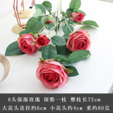 2021 manufacturers wholesale simulation feel silk flower ornaments wedding decoration 6 head moisture rose