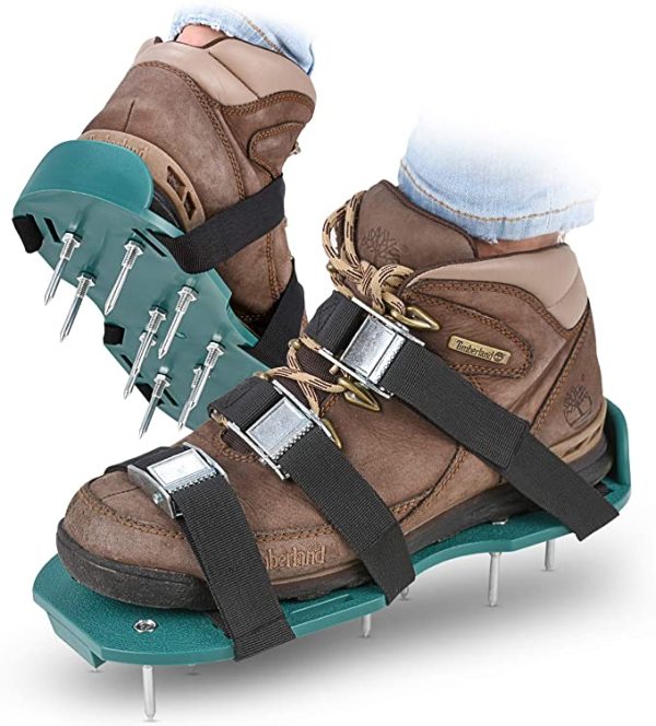 One Size Lawn Aerator Shoes 3 Adjustable Straps With Heavy Duty Metal Buckles Effectively Aerating Lawn Soil