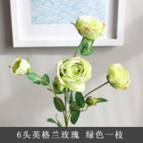 6 English Rose imitation flowers are decorated with European silk and starched cloth