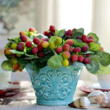2021Wholesale fruit home decoration silk flower plastic simulation flower 9 small strawberries