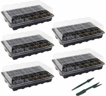 Wholesale 5-Set 24 Cells Garden Propagator Set Plastic Square Nursery Pots Seedling Tray Nursery Plastic Seedling Pots