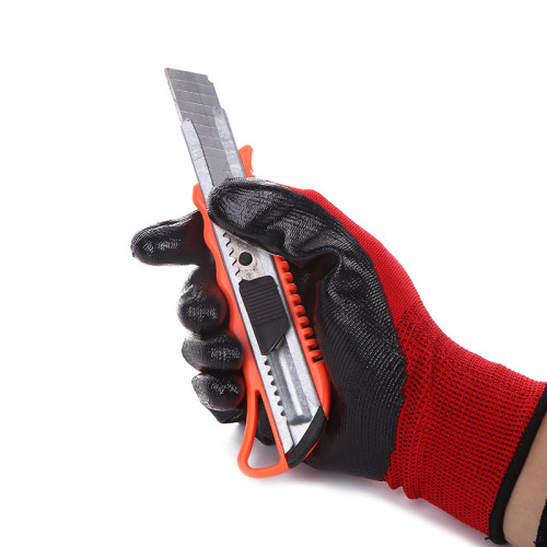 Fashionable Nylon Nitrile Gloves Wear-Resistant Non-Slip Dipped Gloves Construction Site Protective Work Supplies